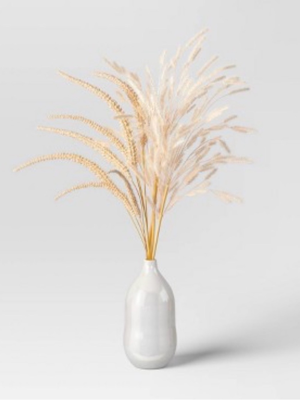 Neutral Ceramic Vase with Tall Pink Pampas Grass